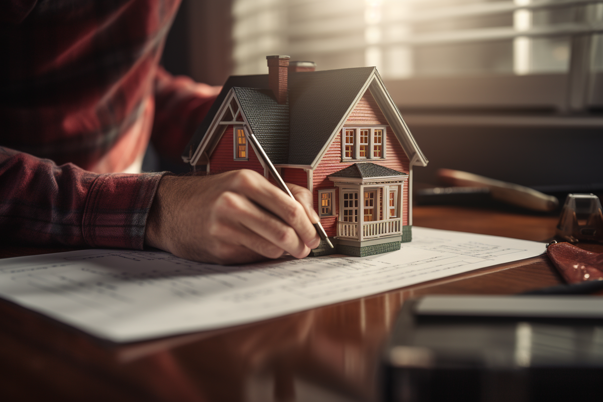 Человек оформляет документы на ипотеку.