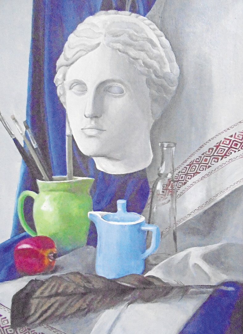 "Натюрморт с античной головой" Полина Немцева.