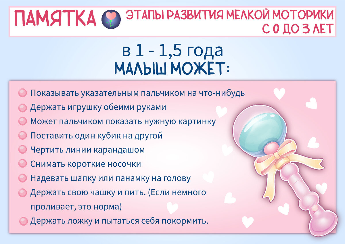 Собирать пирамидку в 1 год - рано или уже поздно. Делюсь памяткой про этапы  развития мелкой моторики с 0 до 3 лет | Развивашки по-домашнему | Дзен