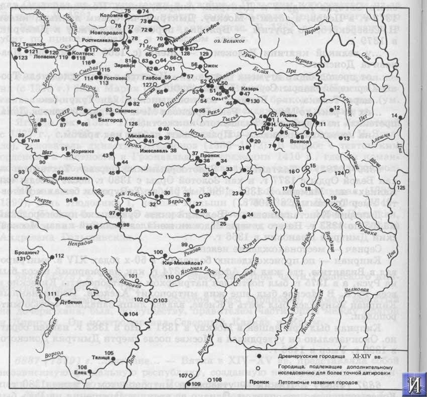 Карта исторического поселения рязани