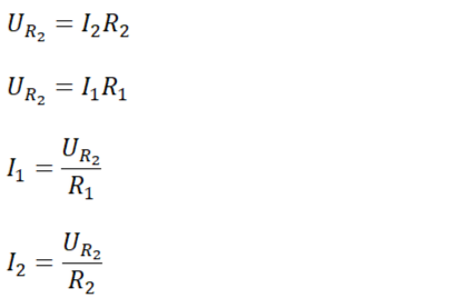 Силы тока на сопротивлениях R₁ и R₂