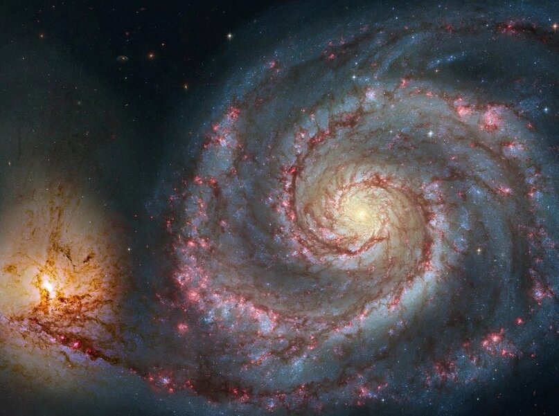 Галактика водоворот м51. Спиральная Галактика m106. M51 Whirlpool Galaxy. Вселенная Хаббл Галактика Млечный путь.