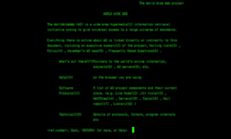 Интерфейс первого веб-браузера «WorldWideWeb»