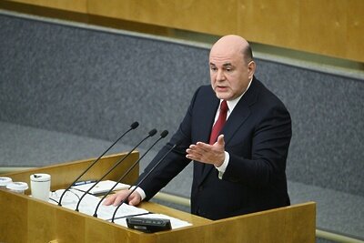    Председатель правительства РФ Михаил Мишустин выступает с ежегодным отчетом правительства РФ в Государственной Думе РФ ©Рамиль Ситдиков РИА Новости