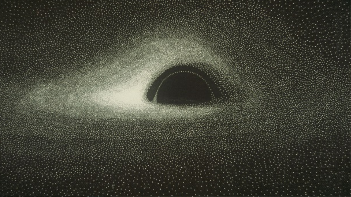 Первое моделирование  диска горячей плазмы, вращающийся вокруг чёрной дыры, 1979 год.