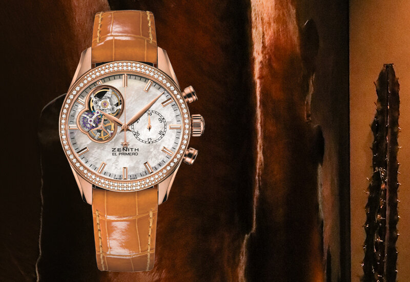 Хронограф Zenith El Primero Chronomaster Open Lady в 38 мм корпусе из розового золота с бриллиантами  со скелетонизированным циферблатом