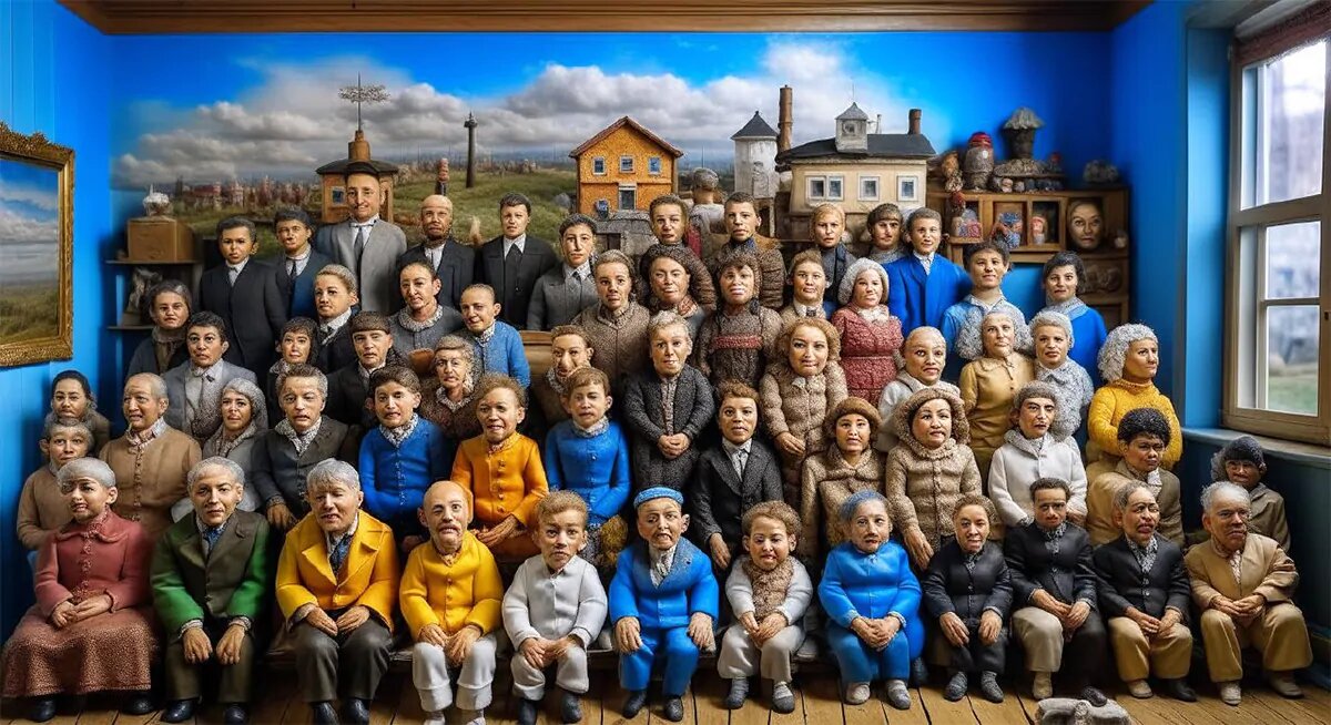 ◙ Сгенерированное ИИ изображение жителей Саратовской области, исходя из описаний основных моментов саратовского стенда на ВДНХ 