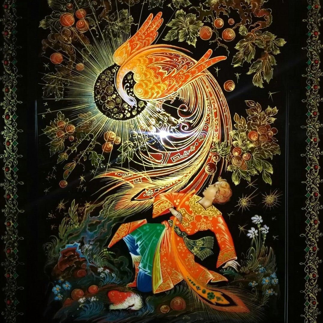 Перо Жар-птицы( к сказке Конек-Горбунок)-Палех