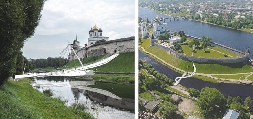 Пешеходный мост через пскову в пскове фото Деньги получены: что известно о новом псковском пешеходном мосте за десятки милл