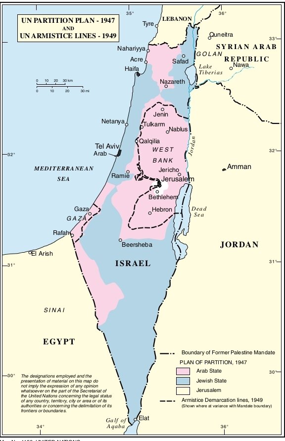 Карта раздела Палестины, в соответствии с Резолюцией 181 (II)
Источник Архив ООН, un.org
