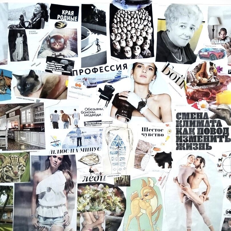 Пример визуализации целей на год в технике коллажа.