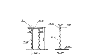 Шинный портал стальной ПС–35Ш, серия 3.407.2–162 выпуск 1 (инв. №13074тм-т1).
