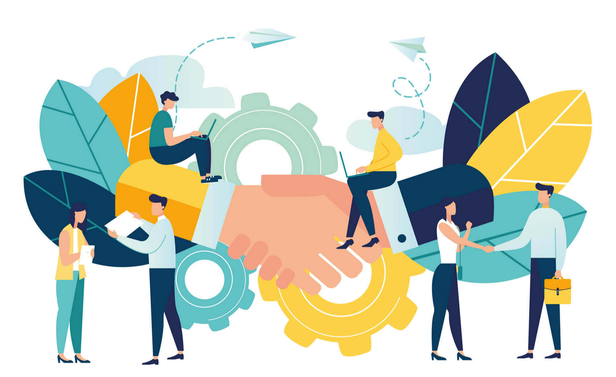 Partnership development. Краудфандинговая композиция. Менеджмент иллюстрации. Менеджмент картинки. Менеджмент производства иллюстрация.