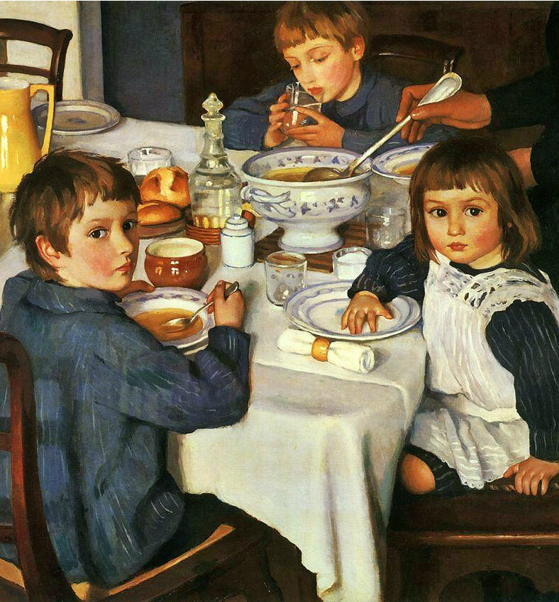 "За обедом". Картина З. Серебряковой. Источник: info-imya.ru