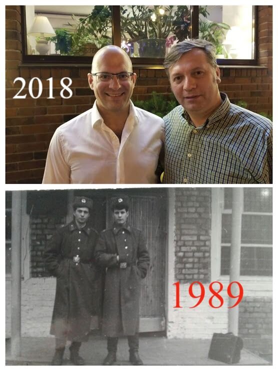 На фото - автор со своим армейским другом, А. М. Шанком,  в 1989 году и спустя 29 лет.
