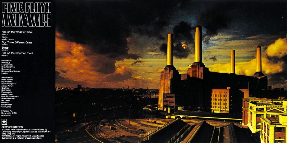 Разворот обложки альбома Pink Floyd"Animals", 1977 г.