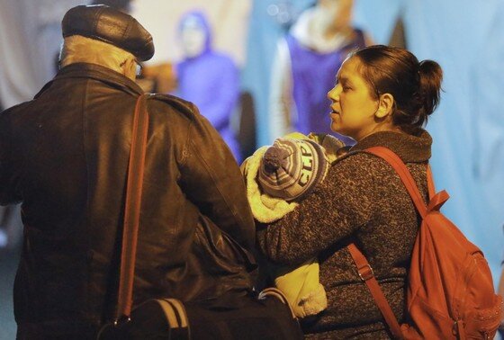    Беженцы с Украины в пункте временного размещения