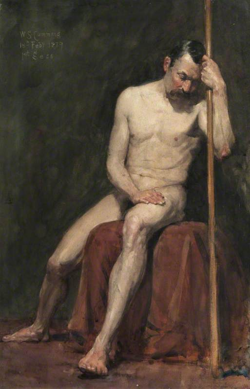 Seated Male Nude with Staff 1889