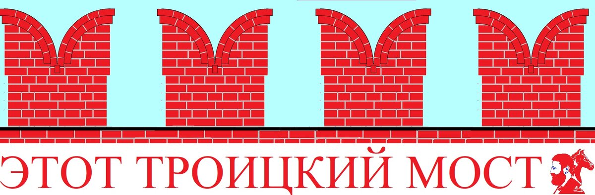 Рисунок автора. Зубцы воспроизводят кирпичную кладку зубцов на Троицком мосту