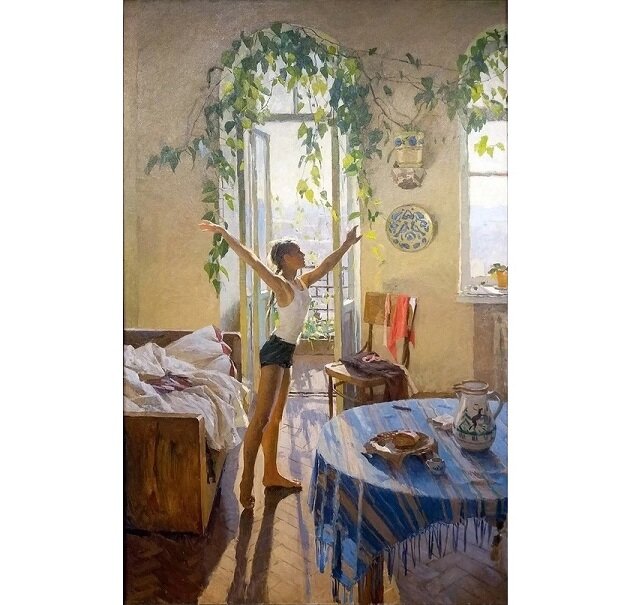 Татьяна Яблонская. Утро. 1954. Холст, масло. 169 х 110. Государственная Третьяковская галерея