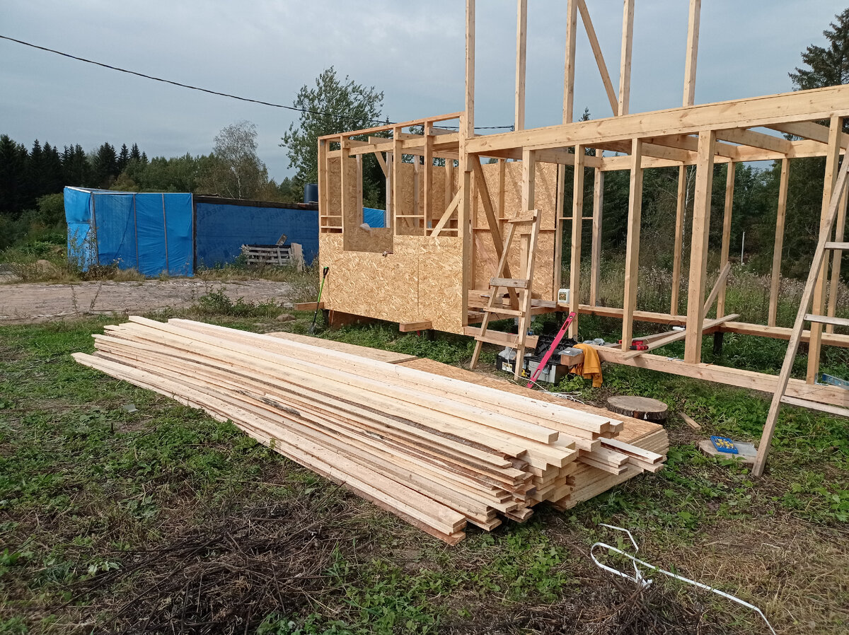 Начало строительства. Обшивка OSB плитами