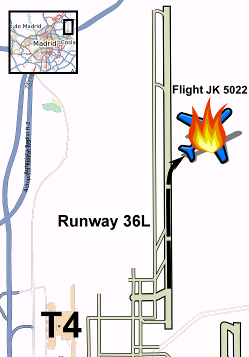 Место крушения рейса 5022 авиакомпании Spanair. Фото: OpenStreetMap