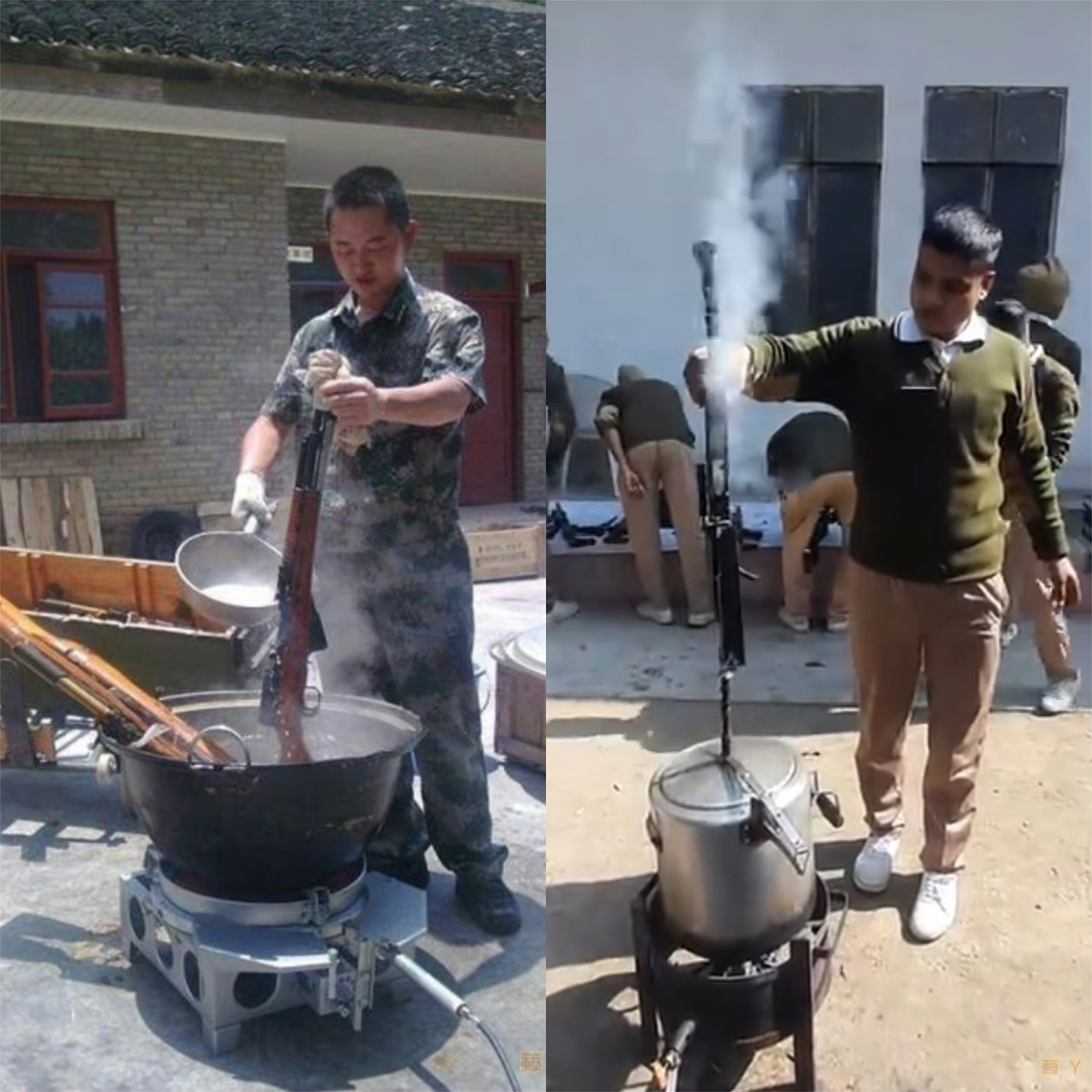 Китайские и индийские солдаты варят карабины СКС.