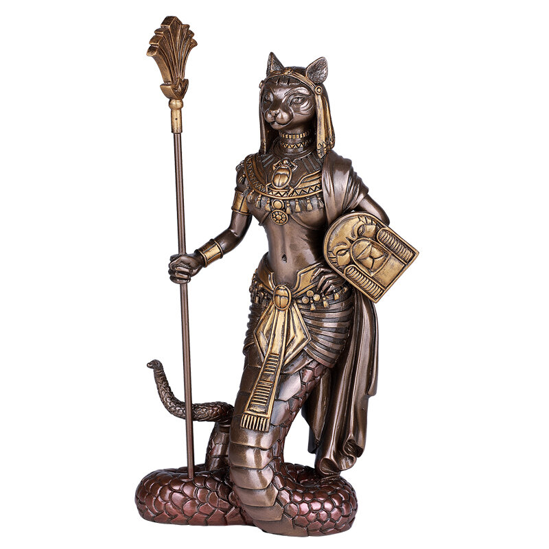 https://replicarts.ru/shop/drevniy-egipet/statuetka-bastet-s-kopem-i-schitom-13460. Богиня Бестет.