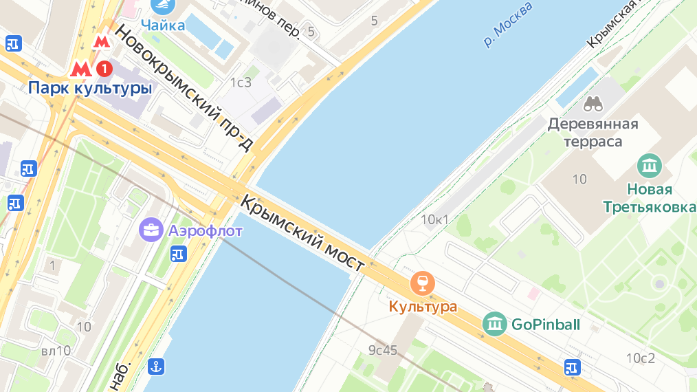 Новокрымский проезд на современной карте Москвы. Яндекс.Карты.