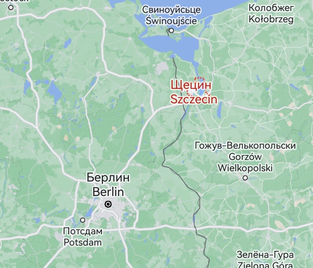 Шеттин (Щетин) на карте Европы. 