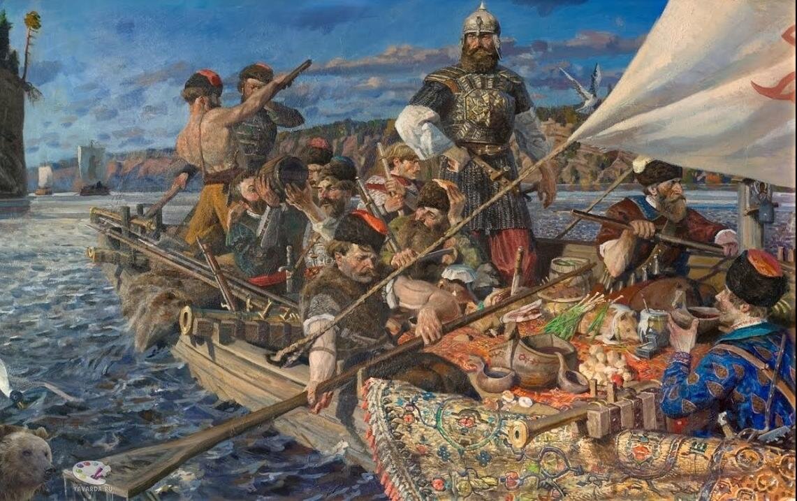 Казачий атаман присоединивший сибирь к русскому государству. Павел Рыженко Ермак. Картины Павла Рыженко Ермак. Покорение Сибири Ермаком Тимофеевичем. Рыженко художник Ермак.