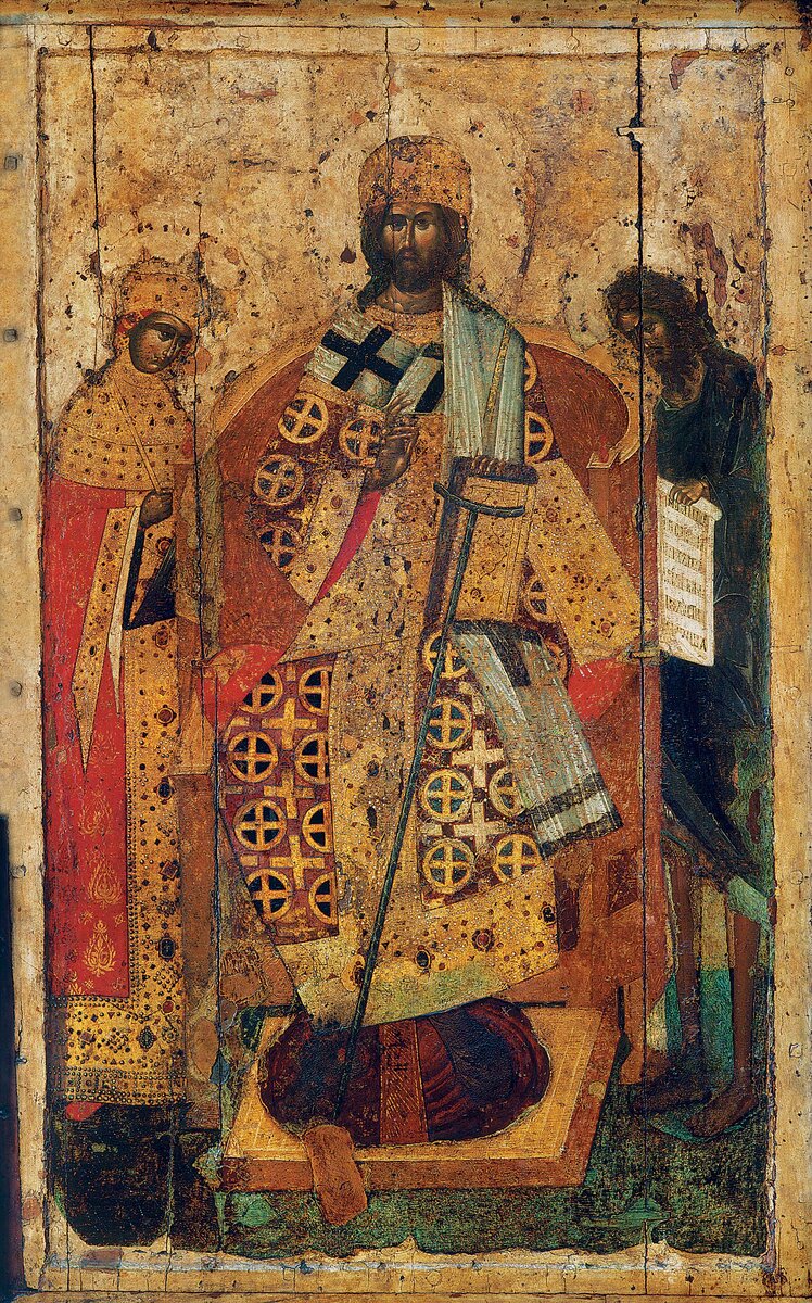 Предста Царица. Конец XIV в. 203 × 108 см. Успенский cобор Московского Кремля, Москва