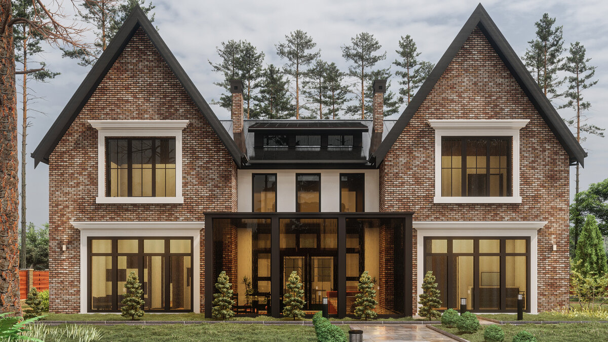 Двухэтажный дом из газобетона по проекту "Сказка" из каталога РускомСтроительство

