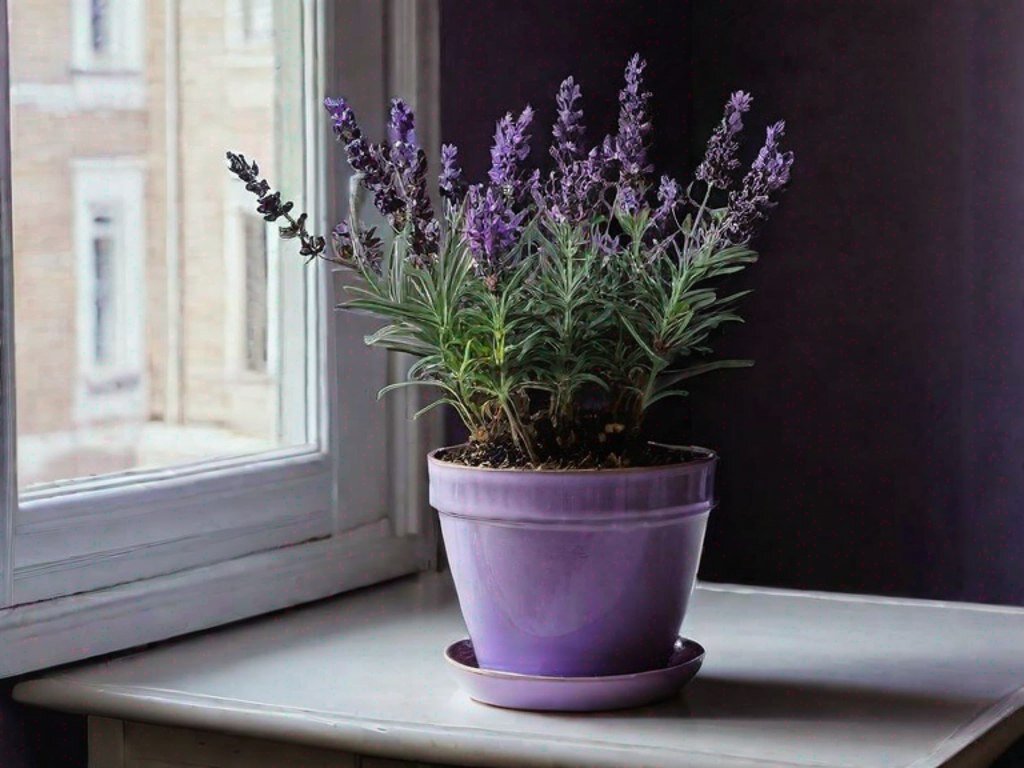 Лаванда в красивом горшочке