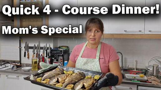 DINNER IN 1 HOUR: 4 DISHES! Russian mom cooks: Baked Fish, Eggplant Salad, Rice