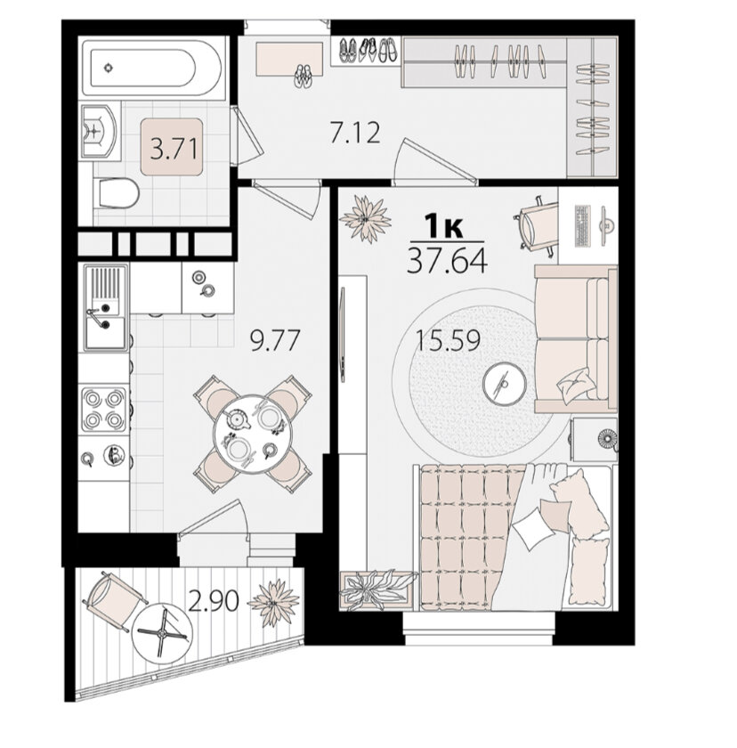 Планировка 1 комнатной квартиры