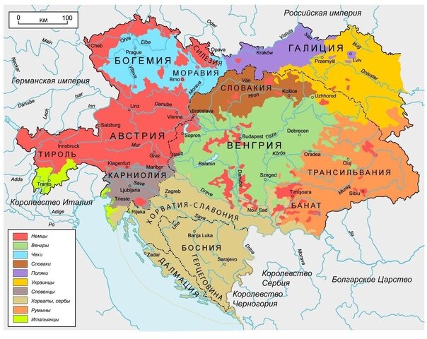 Карта распада Австро-Венгерской империи