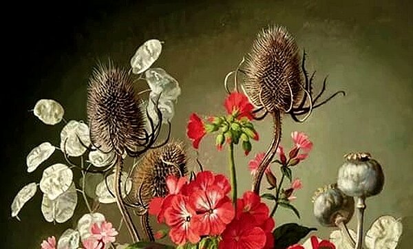 Фрагмент цветочного натюрморта "Зима" художника Джеральда Купера