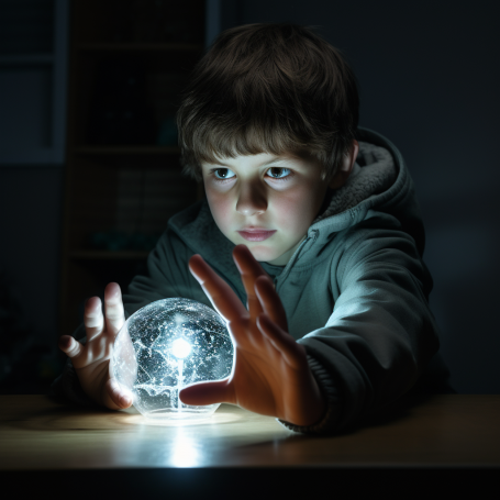 Мальчик и светодиодная лампа, как ее видит нейросеть