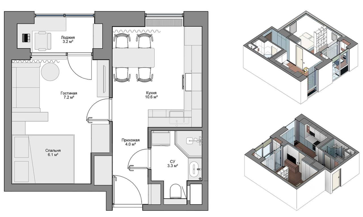 схема планировки съемной однушки