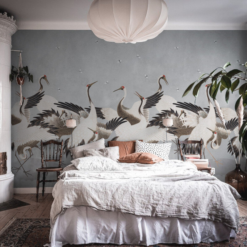 Фотообои Dancing Cranes, Grey