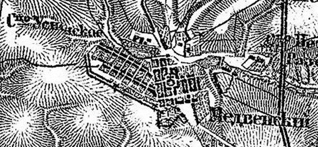 Рис. 2. Трехверстовка Курской области. Военно-топографическая карта. Период создания: вторая половина XIX в. Фрагмент. Источник: http://www.etomesto.ru/map-kursk_trehverstovka/
