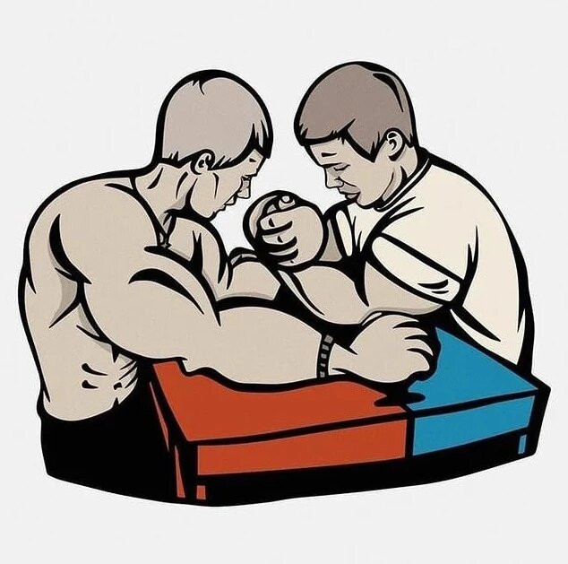 Армрестлинг — это борьба на одной руке, где выигрывает тот, кто «уложит» руку соперника.