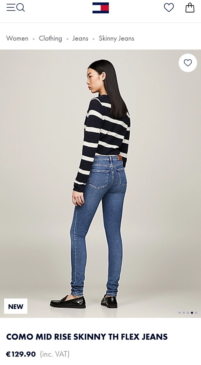 Стоимость этих джинс Tommy Hilfiger на официальном сайте бренда.