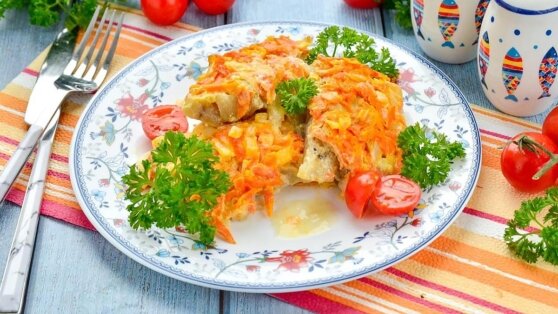   30 минут на кухне: сочная треска с морковью и луком в духовке Юлия Шелковенко