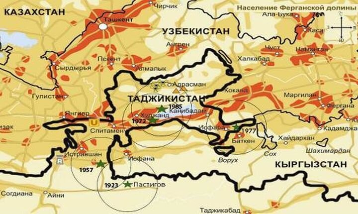 Карта Ферганской долины. Источник: vuzlit.com.