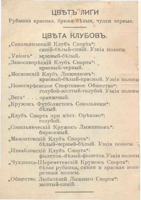 Календарь МФЛ 1911 года