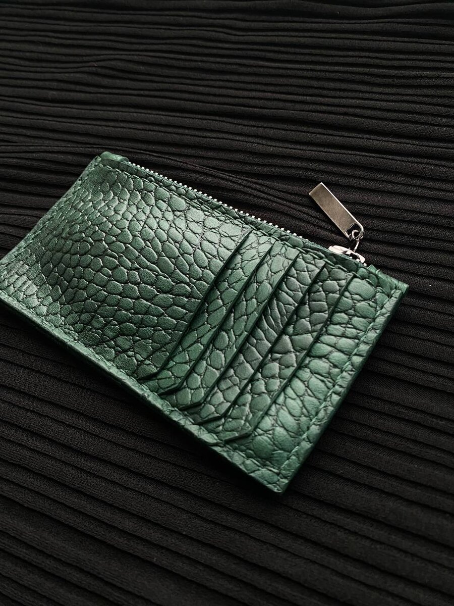 Картхолдер с отделом для монет из натуральной кожи ручной работы