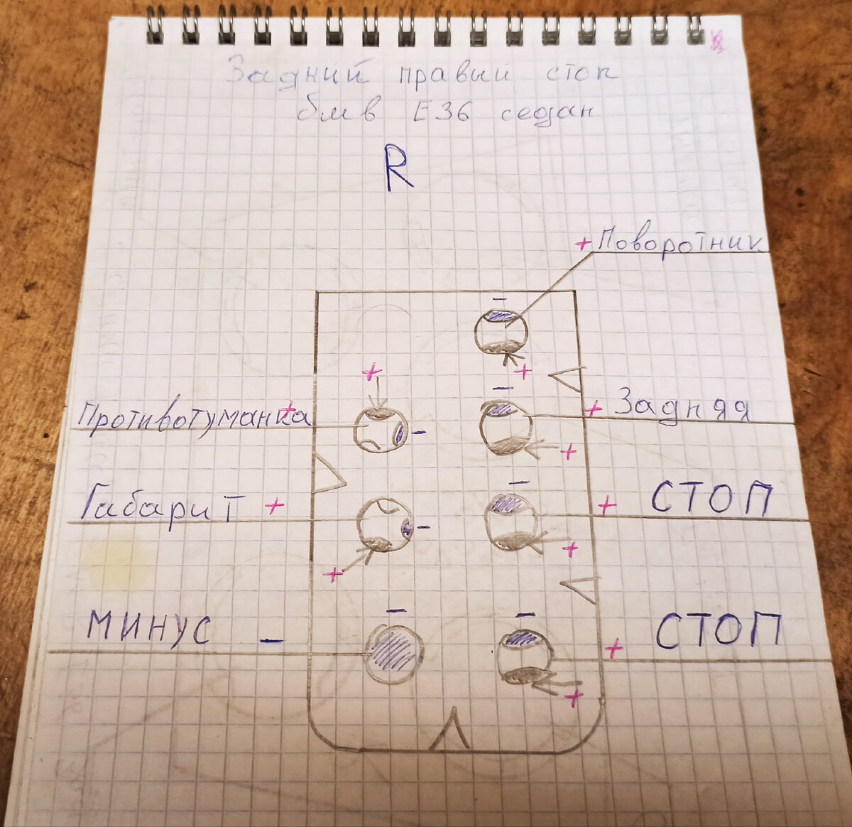 распиновка задних фонарей 2112