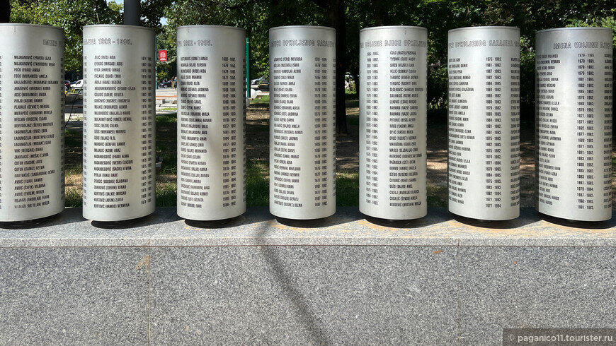 Мемориал детям, погибшим во время блокады Сараева. На металлических барабанах имена 521 ребёнка... © Alexander Fokichev